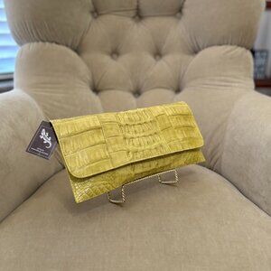 NEW Auth BYRON NEW YORK Genuine Crocodile Slim Flap Clutch Bag...GORGEOUS!